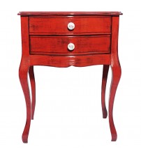 Masifart Paris Kırmızı Eskitme Komodin Çekmeceli Telefonluk